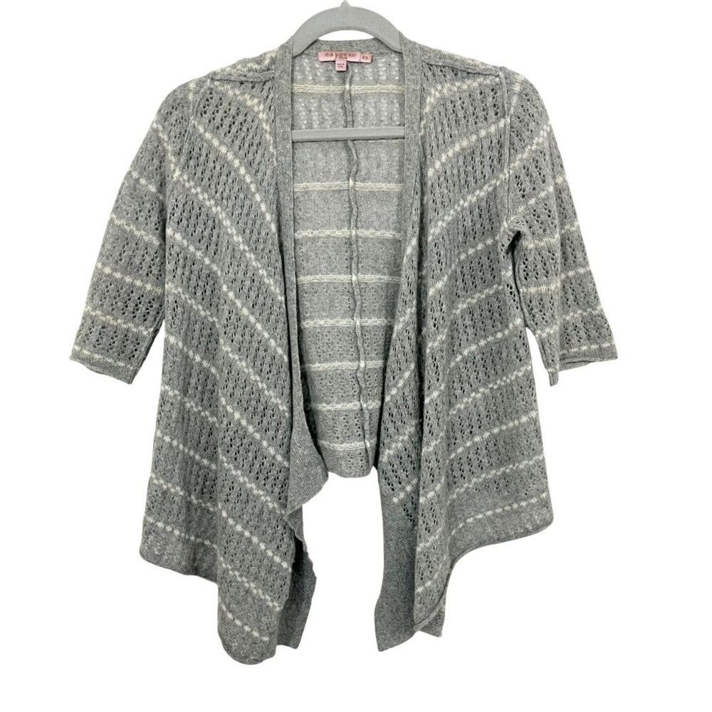 Calypso St.‎ Barth Gray & White Striped Pointelle Cashmere Cardigan Size XS